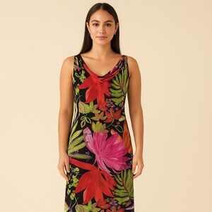 Multicolour Floral  Dress Sleeveless Scoop Neck S/M